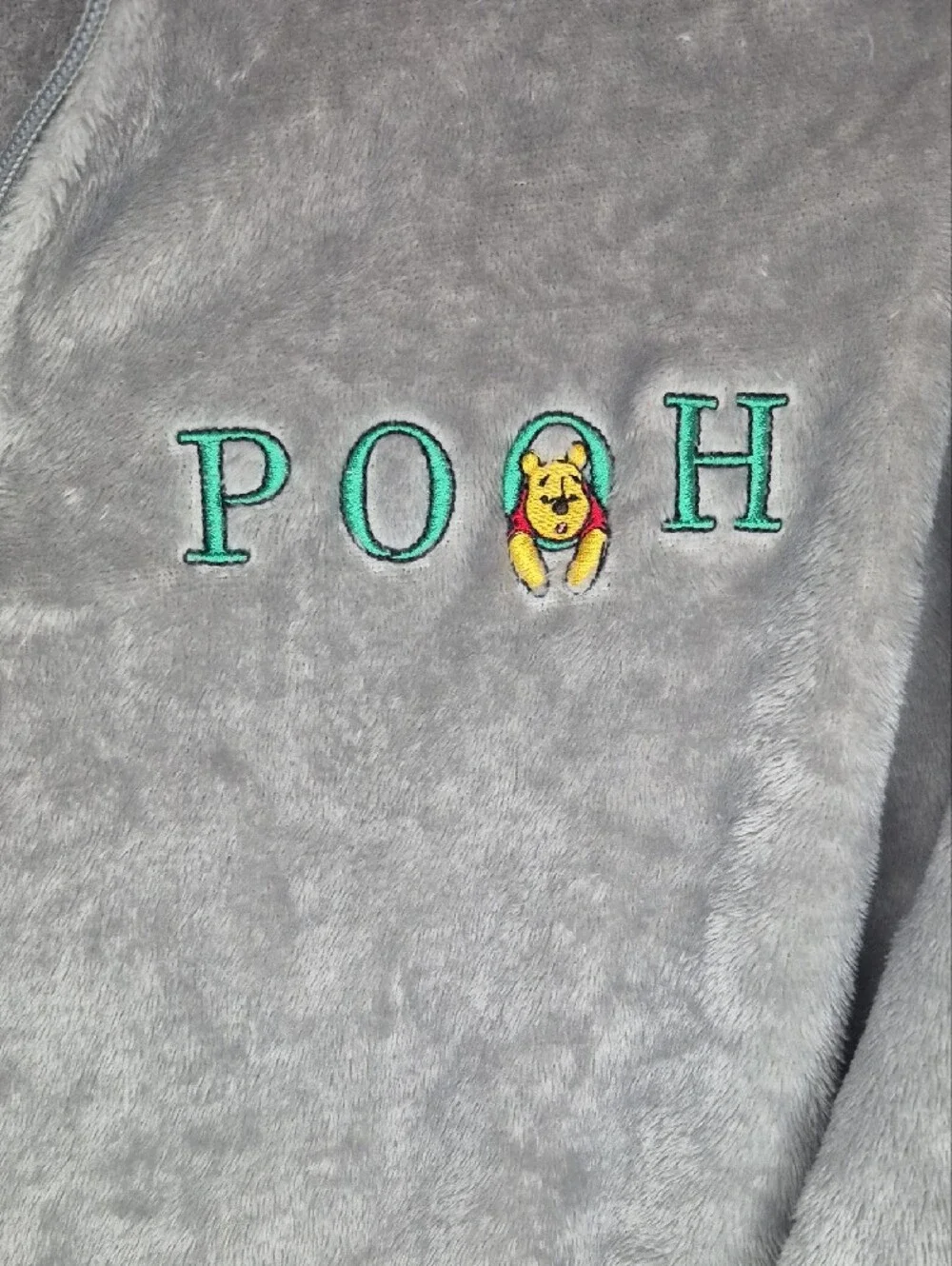 Disney Grey Plush Pooh Jogger Set with Green Embroidery